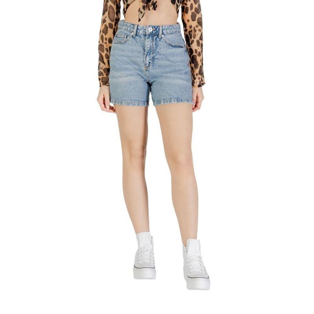 ICHI Denim Shorts High Waist Women Light Blue